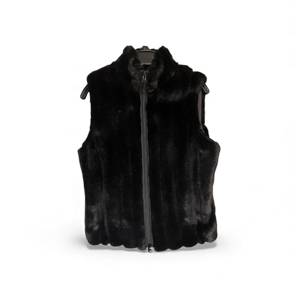 Liz Claiborne faux fur zip front size small  Black Vest